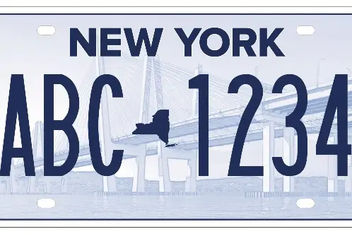 One the possible new license plates, showing the Mario Cuomo Bridge.